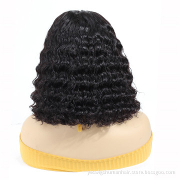 Ready To Ship Bob Lace Closure Wigs For Black Women Real Brazilian Human Hair Deep Wave Lace Front Bob Wig Cheap Wholesale Price
